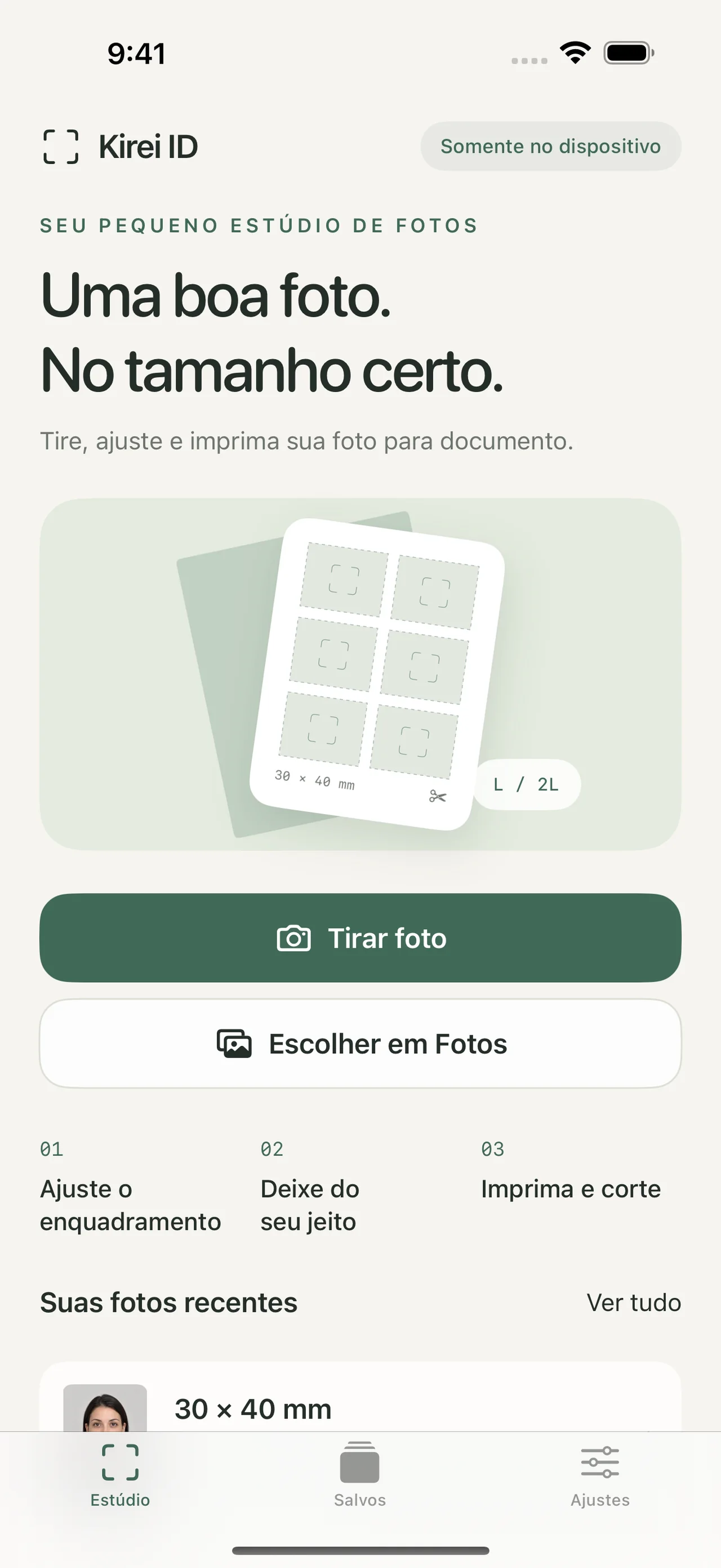 Kirei ID — Uma boa foto, no tamanho que você escolher.